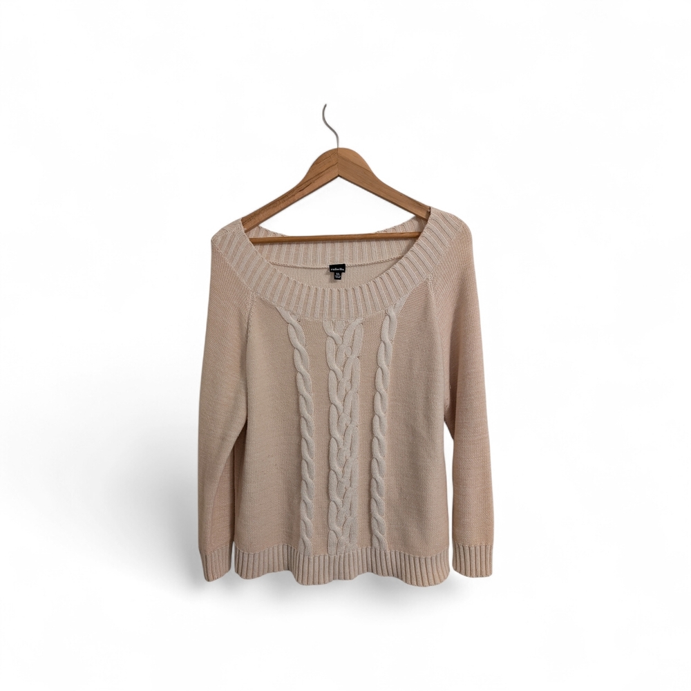 Rafaella Cream Ribbed Knit LS Sweater - Picture 2 of 8